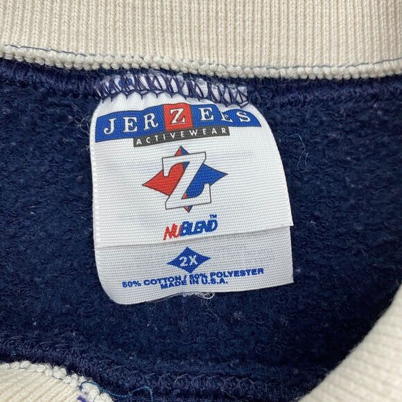 VTG Jerzees Bird Sweatshirt Birdhouse Collared Grandmacore 90s Blue Womens 2X - Picture 5 of 9